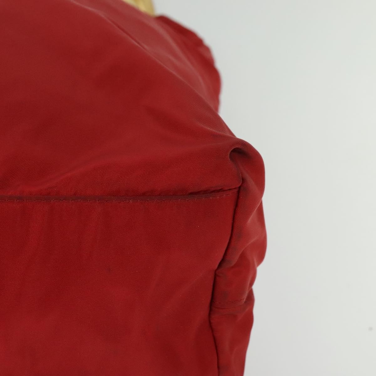Prada Convertible Metal Handle Satchel Quilted Tessuto, RED, NYLON, Tote bag