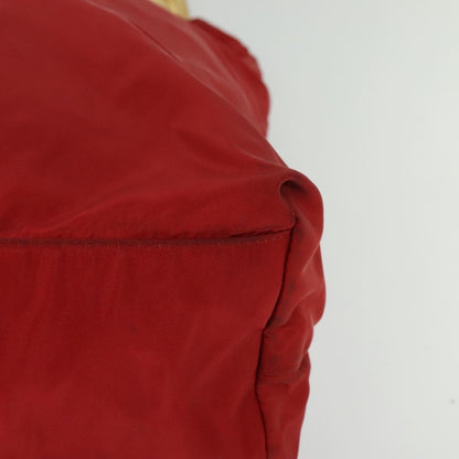 Prada Convertible Metal Handle Satchel Quilted Tessuto, RED, NYLON, Tote bag