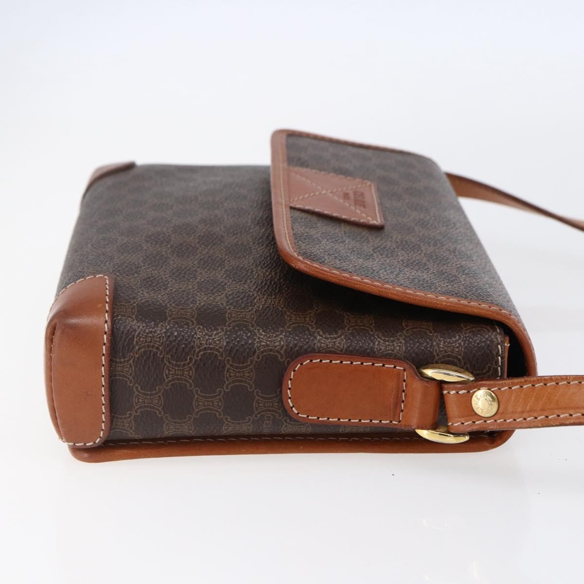 Celine Vintage Macadam Shoulder Bag Canvas and Leather, BROWN, CANVAS, Shoulder bag