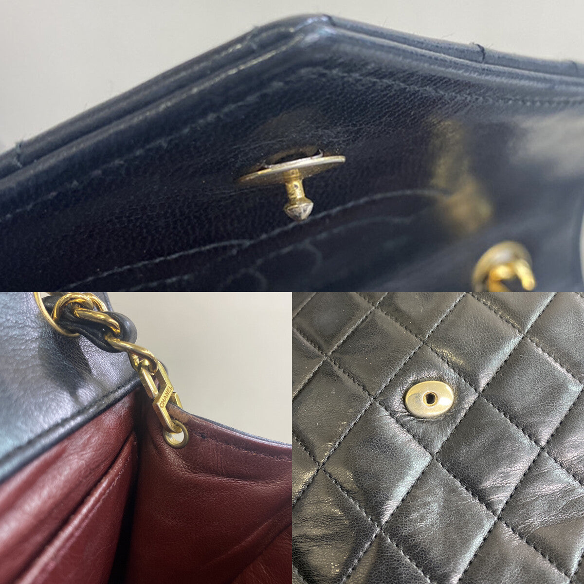 Chanel Vintage Envelope Flap Bag Quilted Lambskin, BLACK, LEATHER, Shoulder bag