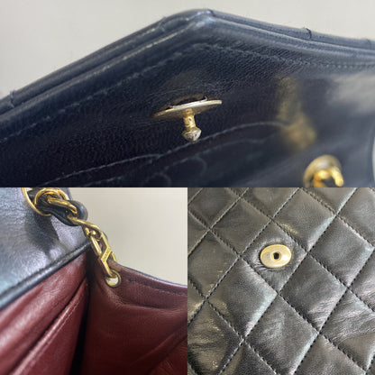 Chanel Vintage Envelope Flap Bag Quilted Lambskin, BLACK, LEATHER, Shoulder bag
