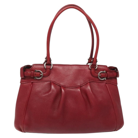 Salvatore Ferragamo Gancini Tote Leather, RED, LEATHER, Tote bag