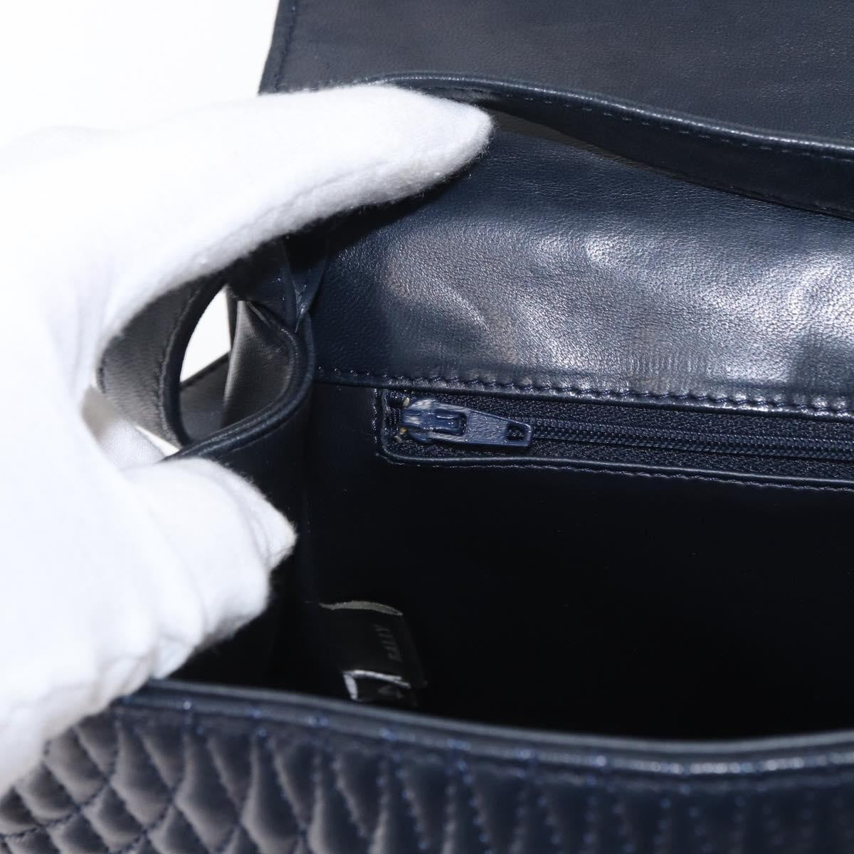 Bally Vintage Handbag Quilted Leather, NAVY, LEATHER, Handbag