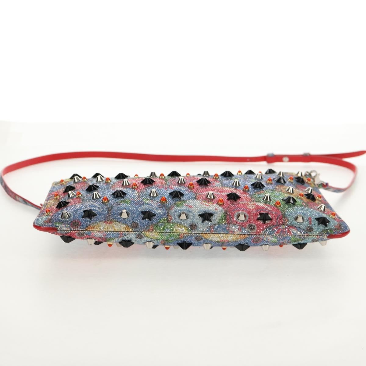 Christian Louboutin Loubiclutch Spiked Printed Leather, RED, CANVAS, Shoulder bag