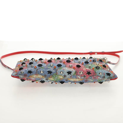 Christian Louboutin Loubiclutch Spiked Printed Leather, RED, CANVAS, Shoulder bag