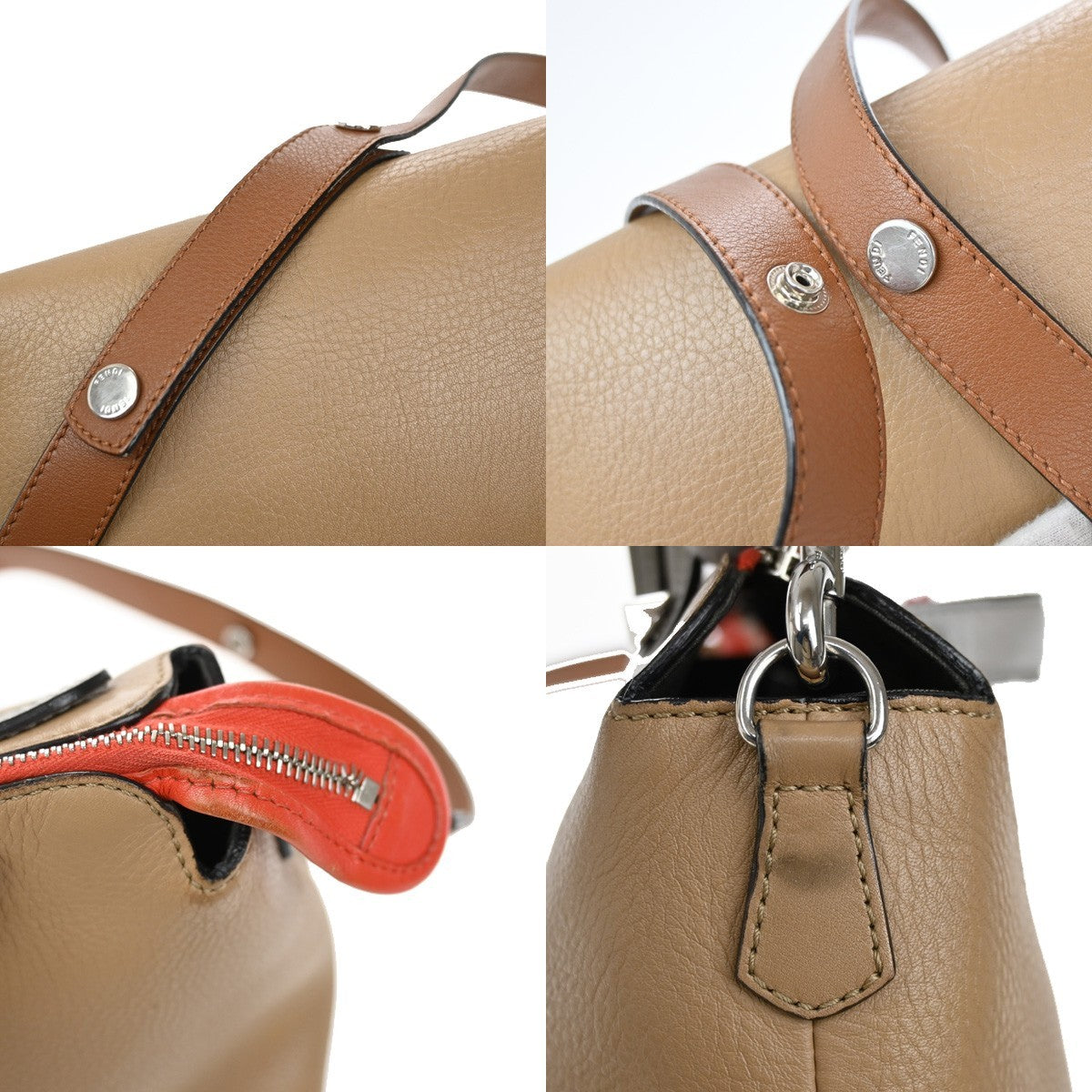 Fendi By The Way Satchel Leather, BEIGE, LEATHER, Handbag