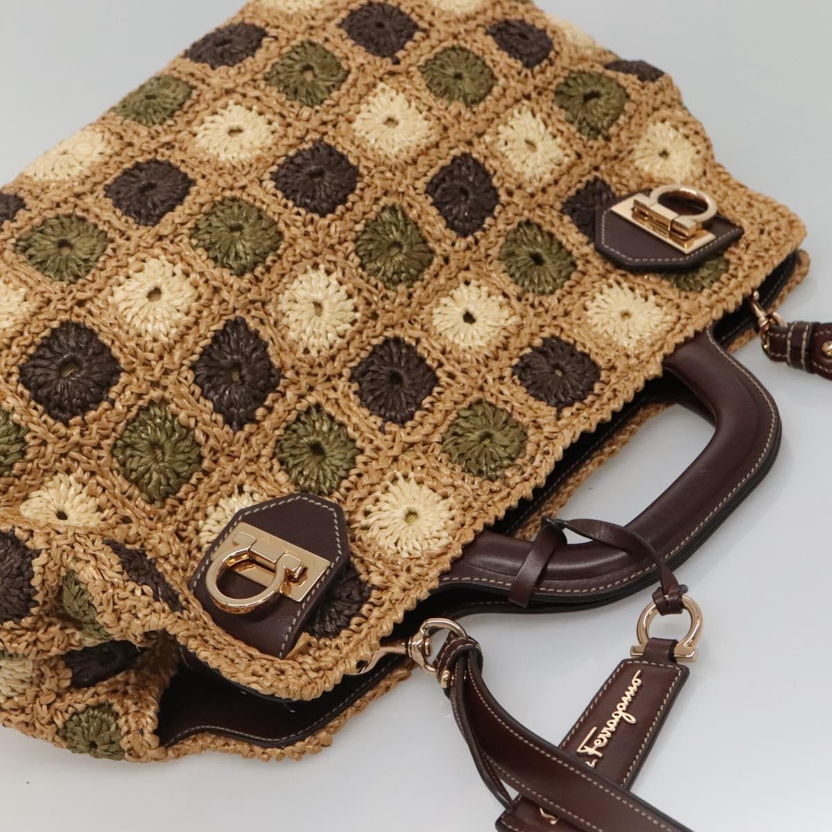 Salvatore Ferragamo Soft W Tote RAFFIA, BROWN, WOOD, Tote bag