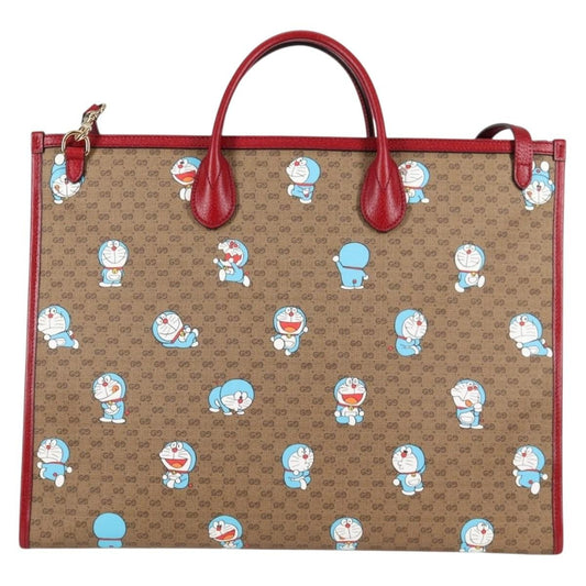 Gucci Doraemon Tote Printed Mini GG Coated Canvas, BROWN, CANVAS, Tote bag