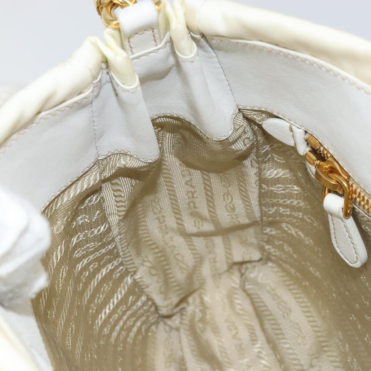 Prada Vintage Tote Tessuto with Leather, WHITE, NYLON, Tote bag