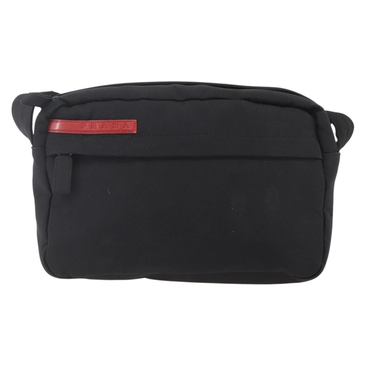 Prada Sport Zip Shoulder Bag Nylon, BLACK, NYLON, Shoulder bag