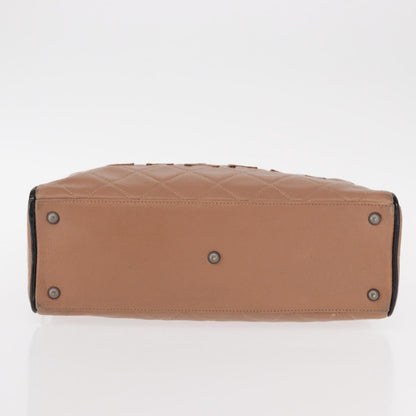 Chanel Embossed Logo Bowler Bag Quilted Caviar, BEIGE, LEATHER, Handbag