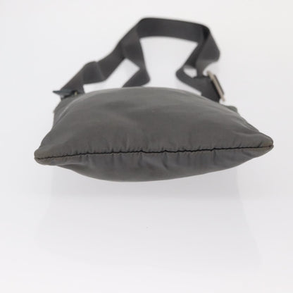 Prada Front Zip Convertible Flat Messenger Tessuto with Leather, GRAY, NYLON, Shoulder bag