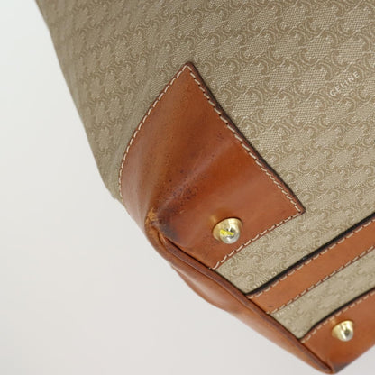 Celine Vintage Macadam Boston bag Canvas and Leather, BEIGE, CANVAS, Travel bag