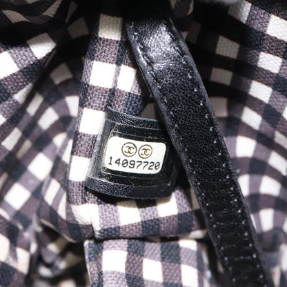 Chanel Top Handle Satchel Gingham Print Canvas, BLACK, CANVAS, Handbag