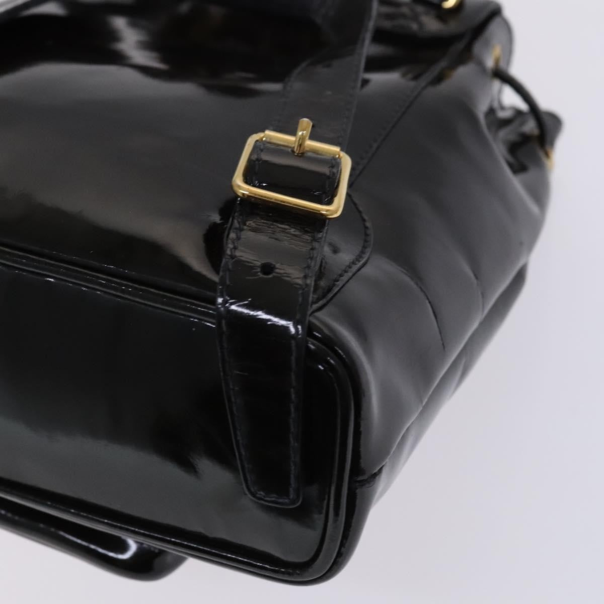Gucci Vintage Bamboo Backpack Patent, Black, Patent Leather, Backpack