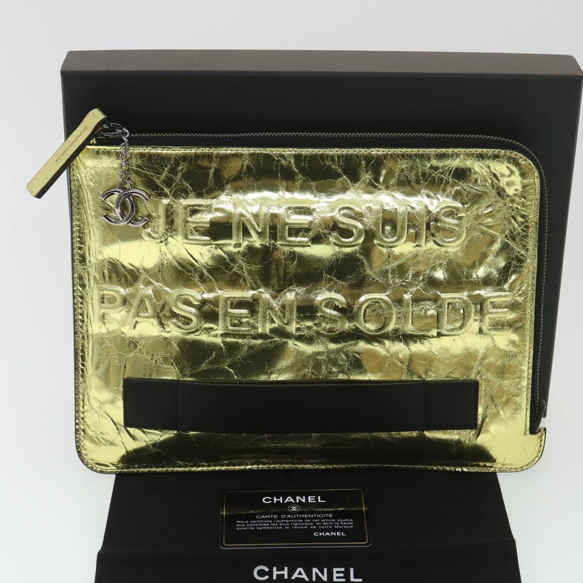 Chanel Je ne suis pas en solde Leather, GOLD, LEATHER, Handbag
