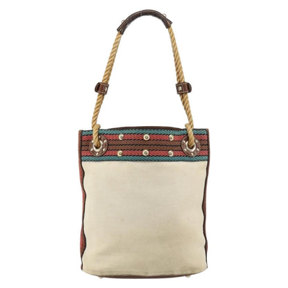 Gucci Vintage Bamboo Shoulder Bag Canvas, BEIGE, CANVAS, Shoulder bag