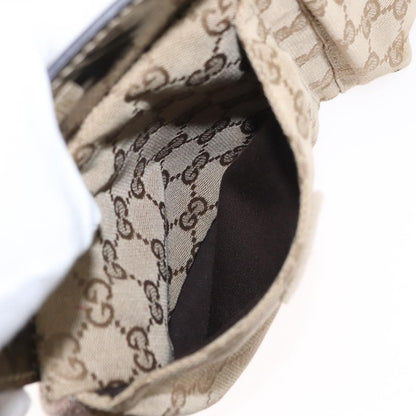 Gucci Vintage Double Belt Bag GG Canvas with Leather, BEIGE, CANVAS, Shoulder bag
