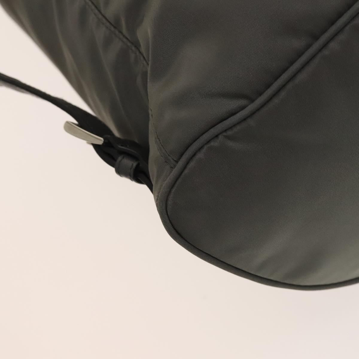 Prada Front Zip Drawstring Backpack Tessuto, GRAY, NYLON, Backpack