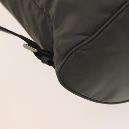 Prada Front Zip Drawstring Backpack Tessuto, GRAY, NYLON, Backpack