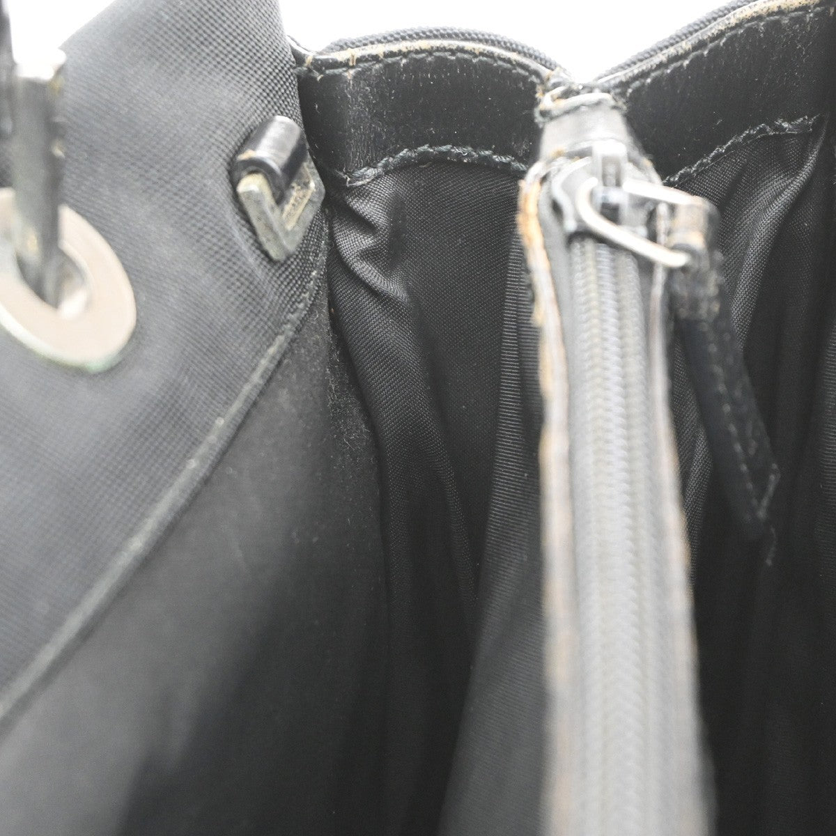 Gucci Vintage Bamboo Handle Tote Nylon, BLACK, NYLON, Tote bag