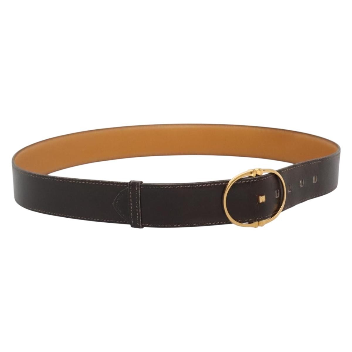 Hermes Vintage Belt Leather, BROWN, LEATHER, Belts