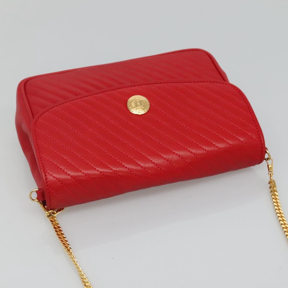 Celine Chain Shoulder Bag Leather, RED, LEATHER, Shoulder bag