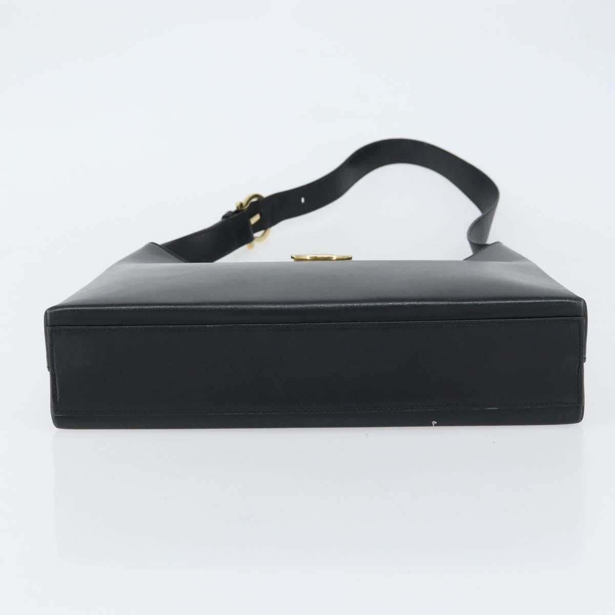 Salvatore Ferragamo Gancio Flap Hobo Leather, BLACK, LEATHER, Shoulder bag