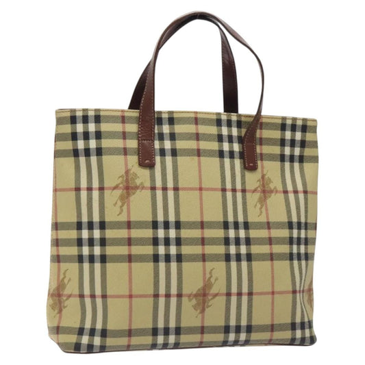 Burberry Top Handle Tote Haymarket Coated Canvas, BEIGE, PVC, Tote bag