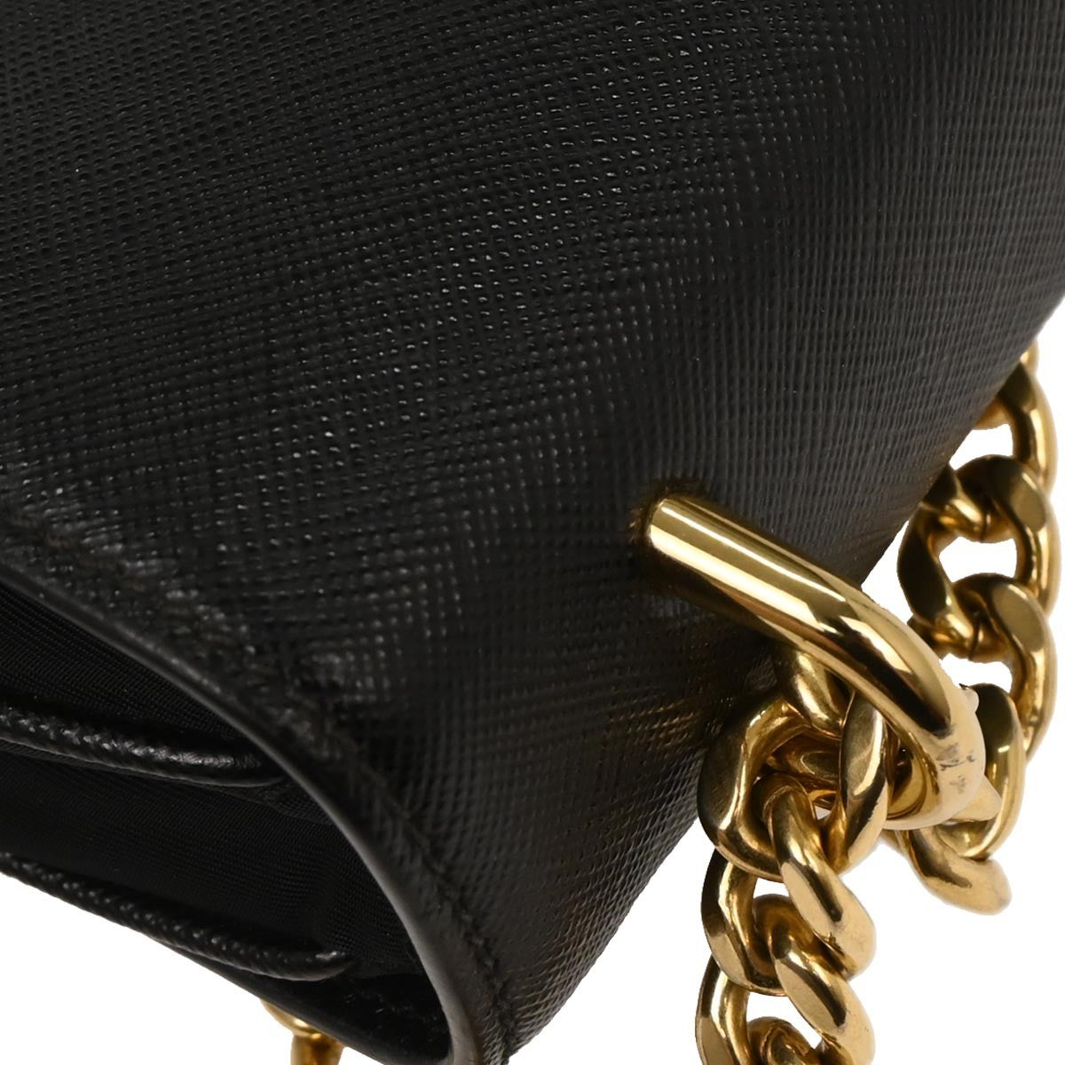 Prada Chain Flap Crossbody Bag Saffiano Leather, BLACK, LEATHER, Shoulder bag