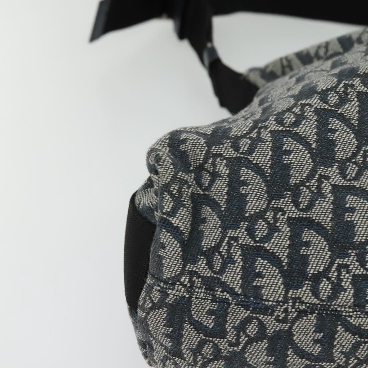 Christian Dior Vintage Zip Shoulder Bag Diorissimo Canvas, NAVY, CANVAS, Shoulder bag