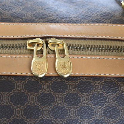 Celine Vintage Duffle Bag Macadam Coated Canvas, BROWN, PVC, Travel bag