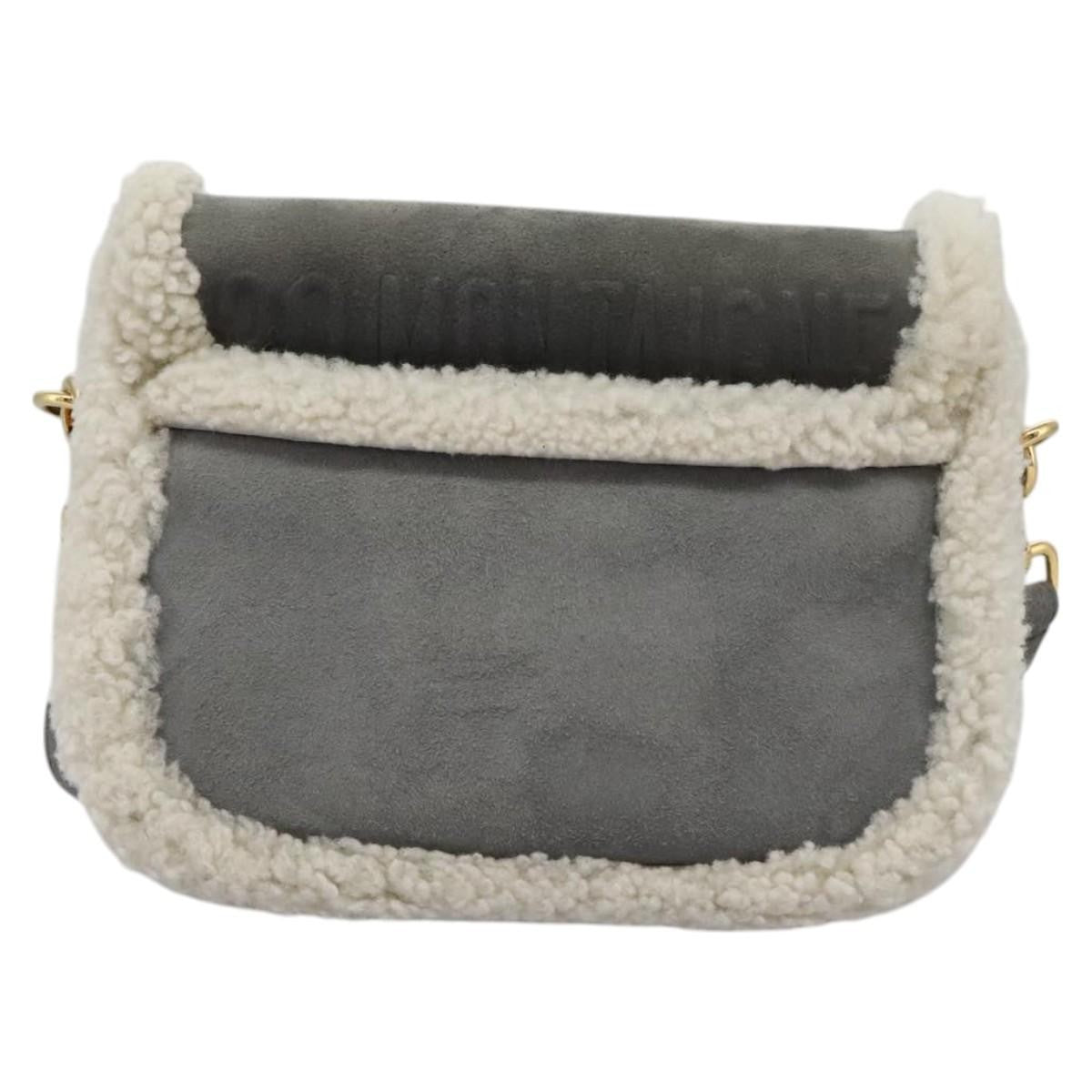 Christian Dior Bobby Flap Bag Shearling and Suede, GRAY, SUEDE, Shoulder bag