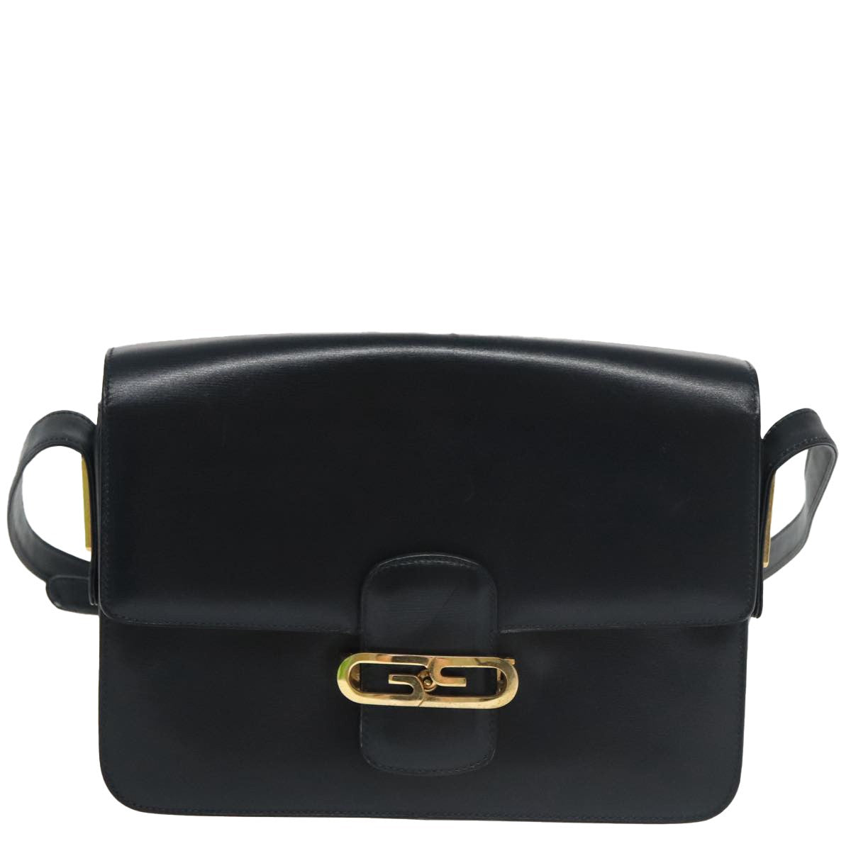 Gucci Vintage Shoulder Bag Leather, NAVY, LEATHER, Shoulder bag