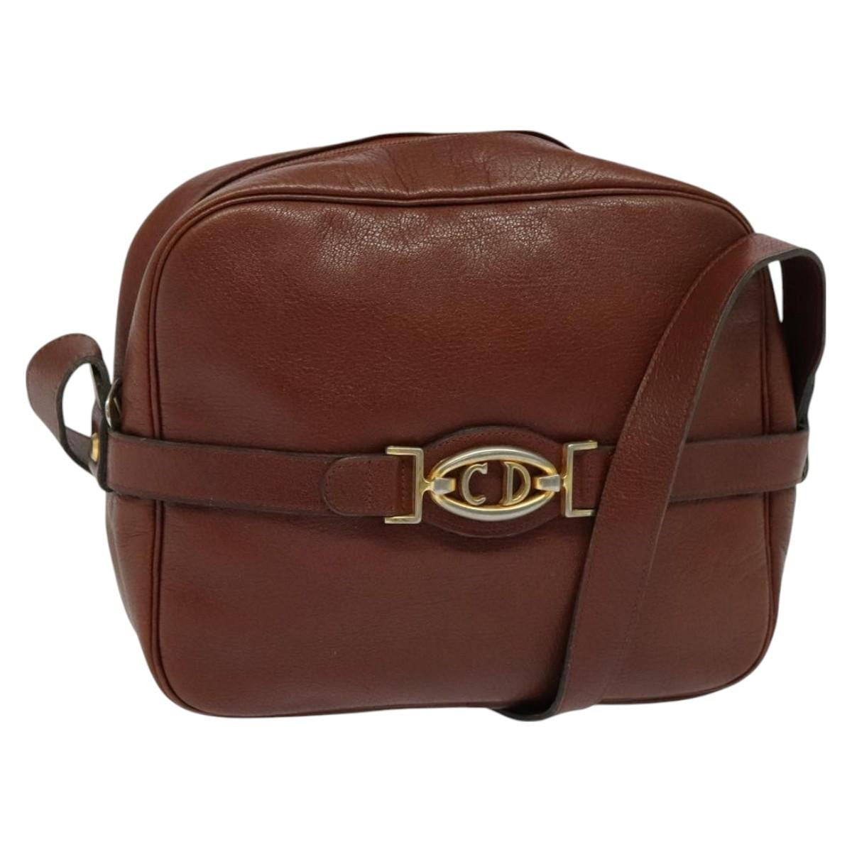 Christian Dior CD Shoulder bag Leather, BROWN, LEATHER, Shoulder bag