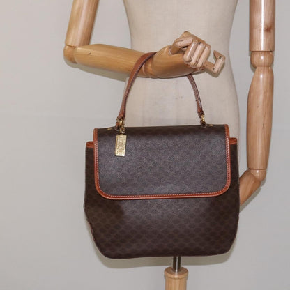 Celine Macadam Handbag Macadam with leather, BROWN, CANVAS, Handbag
