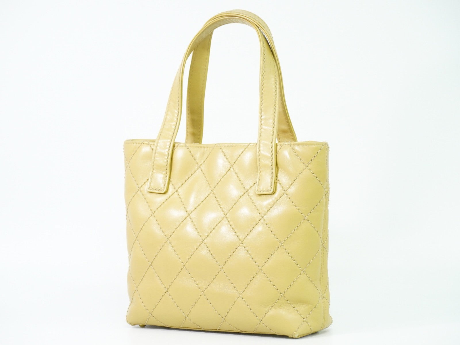 Chanel Surpique Tote Quilted Leather, BEIGE, LEATHER, Tote bag