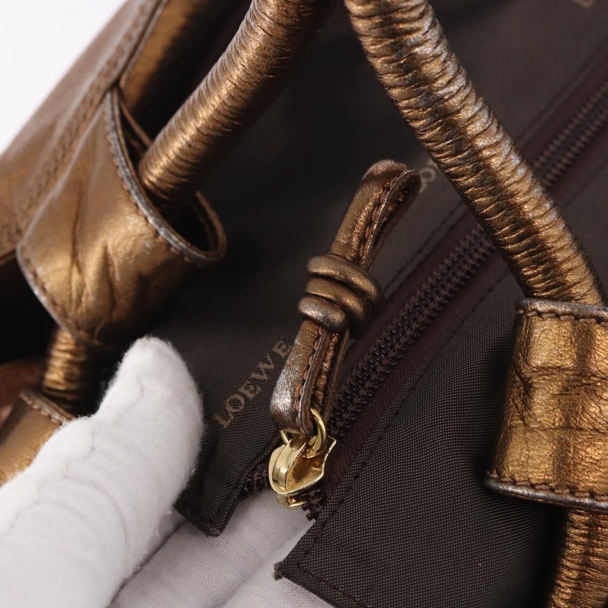Loewe Anagram Logo Nappa Aire Hand Bag Leather, Gold, Leather, Handbag