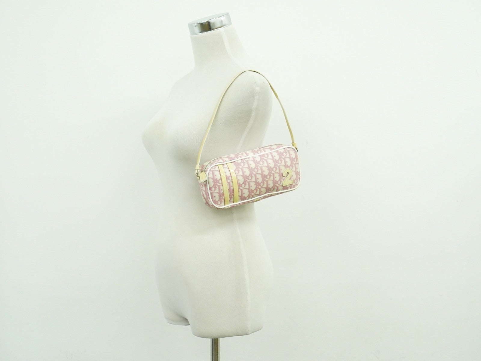 Christian Dior Vintage Trotter Baguette Shoulder Bag Diorissimo Canvas, PINK, CANVAS, Clutche & pouche
