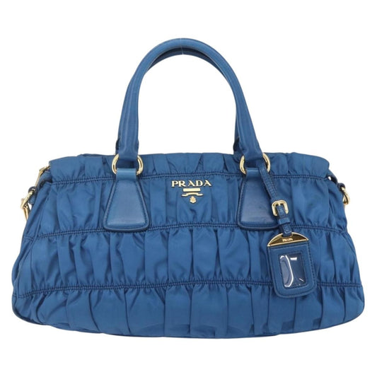 Prada Gaufre Convertible Satchel Tessuto, BLUE, NYLON, Handbag