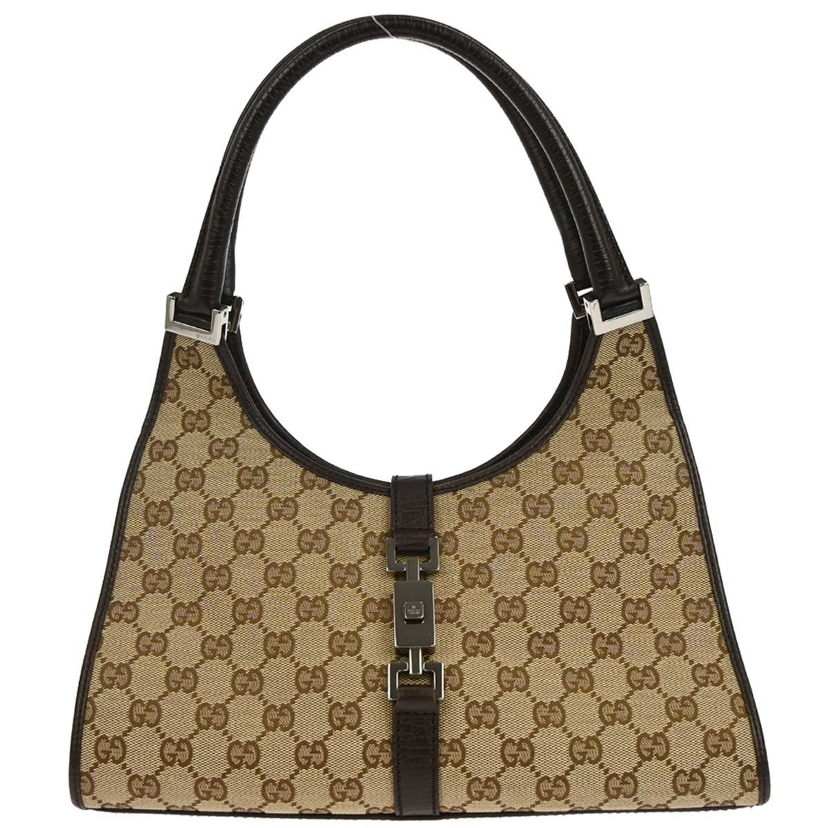 Gucci Vintage Jackie Handbag Canvas, BEIGE, CANVAS, Handbag