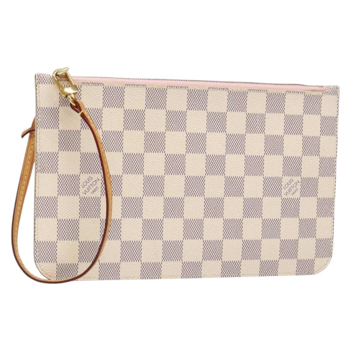 Louis Vuitton Neverfull Pochette Damier, WHITE, CANVAS, Tote bag