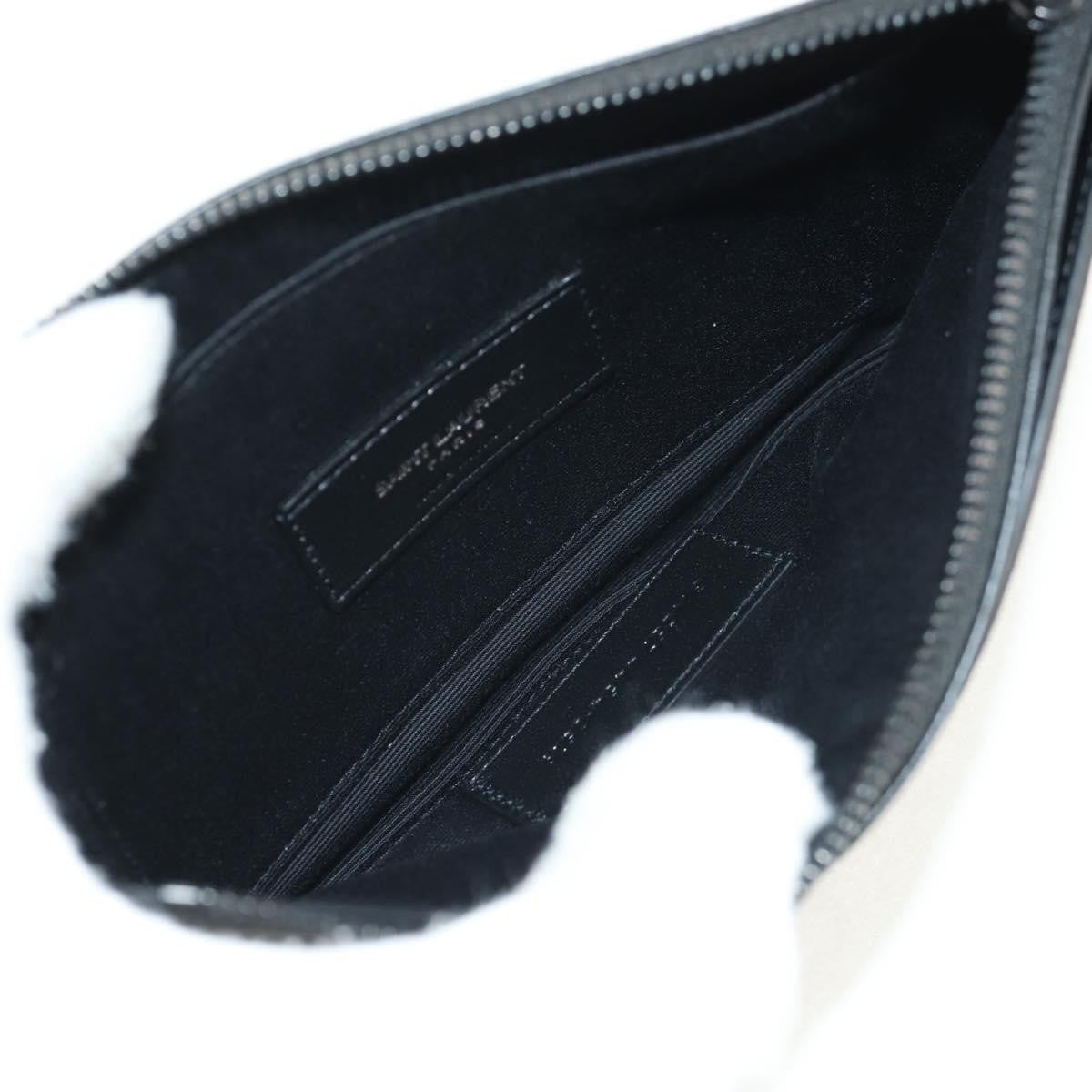 Saint Laurent Classic Monogram Zip Bill Pouch Leather, BLACK, LEATHER, Clutche & pouche