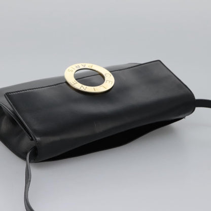 Celine Vintage Circle Logo Crossbody Bag Leather, BLACK, LEATHER, Crossbody bag