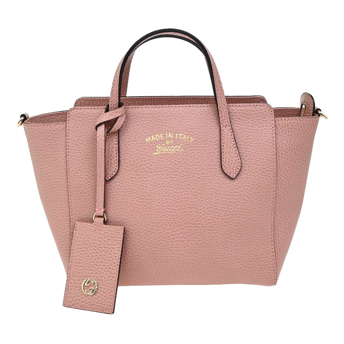 Gucci Swing Crossbody Bag Pebbled Leather, PINK, LEATHER, Crossbody bag