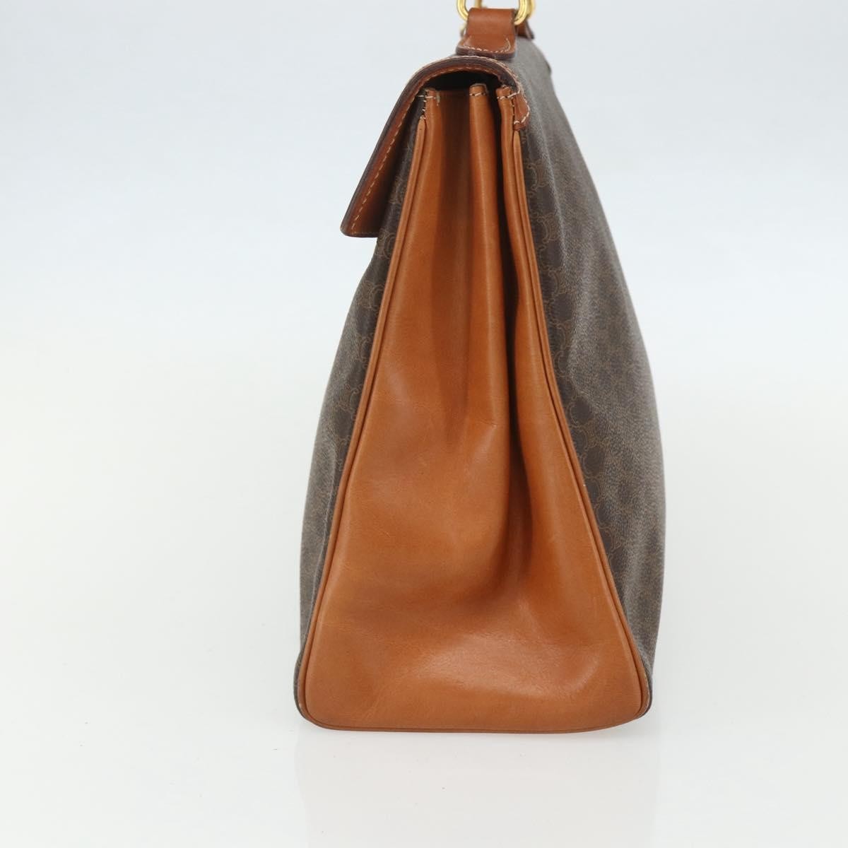 Celine Vintage Macadam Handbag Canvas and Leather, BROWN, CANVAS, Handbag