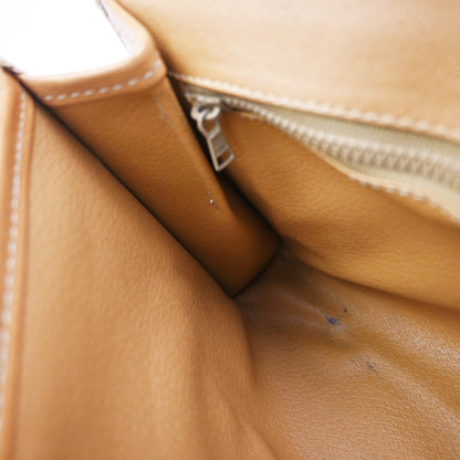 Celine Macadam Shoulder Bag Leather, BROWN, LEATHER, Shoulder bag