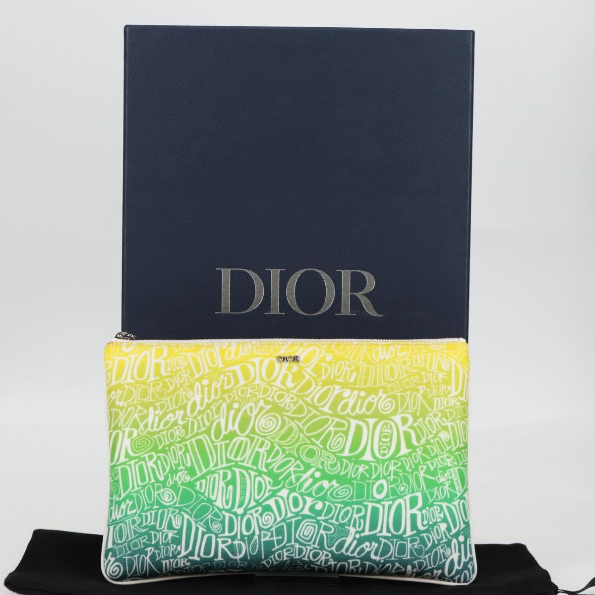 Christian Dior Pouch Stussy Nylon, YELLOW, NYLON, Clutche & pouche