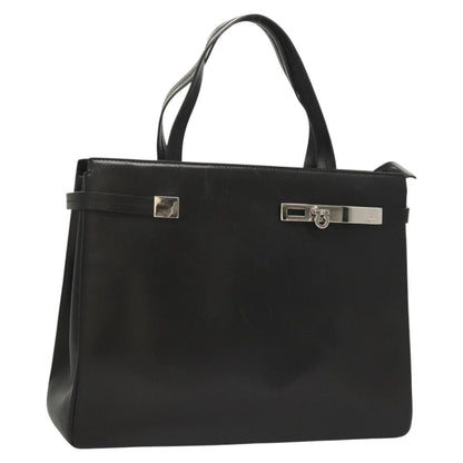 Salvatore Ferragamo Gancini handbag Leather, BLACK, LEATHER, Handbag
