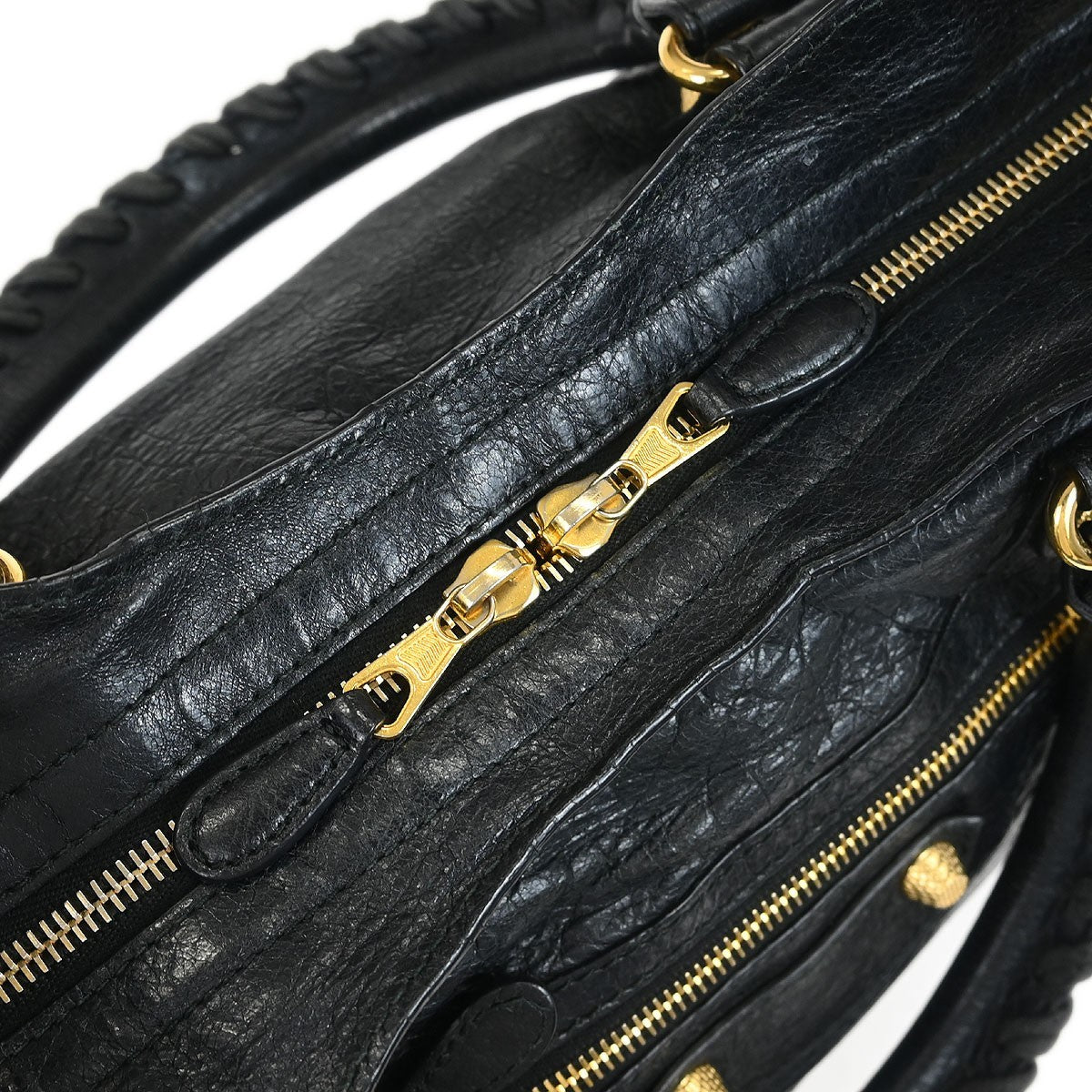 Balenciaga City Giant Studs Bag Leather, BLACK, LEATHER, Handbag